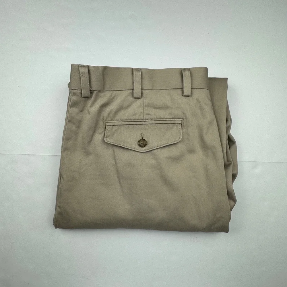 L.L. Bean Pleated Chinos 38 Cotton Khaki Classic Comfort Waist Casual Work Pants